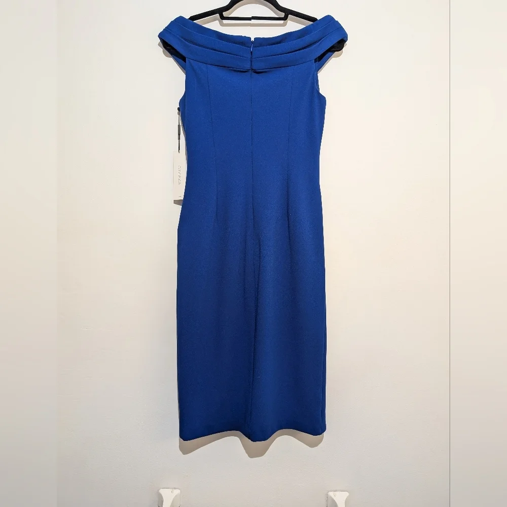 CALVIN KLEIN ROYAL BLUE WOMEN'S SLEEVELESS STARBURST SHEATH DRESS - Picture 8 of 10